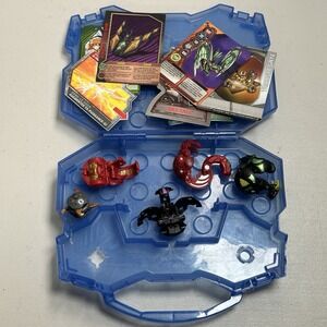 Bakugan Battle Brawlers Figures w/ Blue Carrying Case & Cards